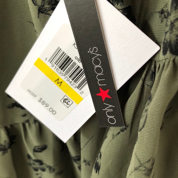 🐢Kensie Green Floral Print Ruffle Casual Dress M - Picture 7 of 8